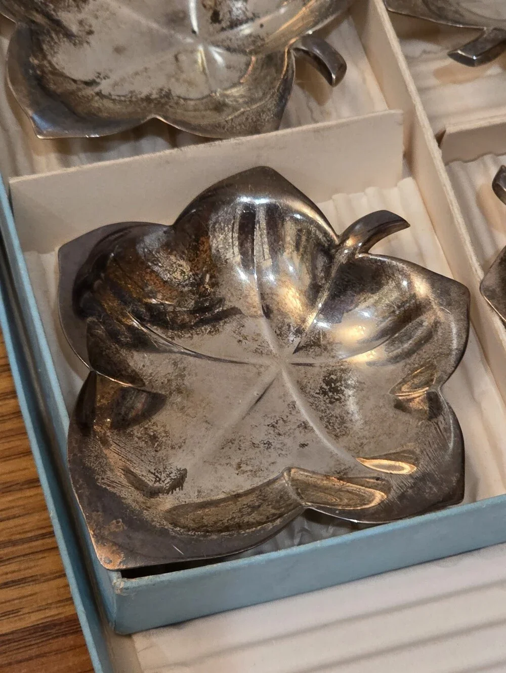 Tiffany & Co. Sterling Silver Leaf Shaped Nut Candy Trinket Dish - Set Of 4